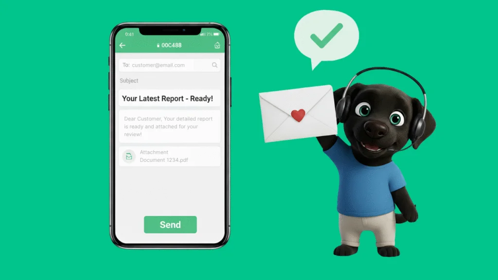 Lucky AI assistant creating a professional summary to share with a customer.